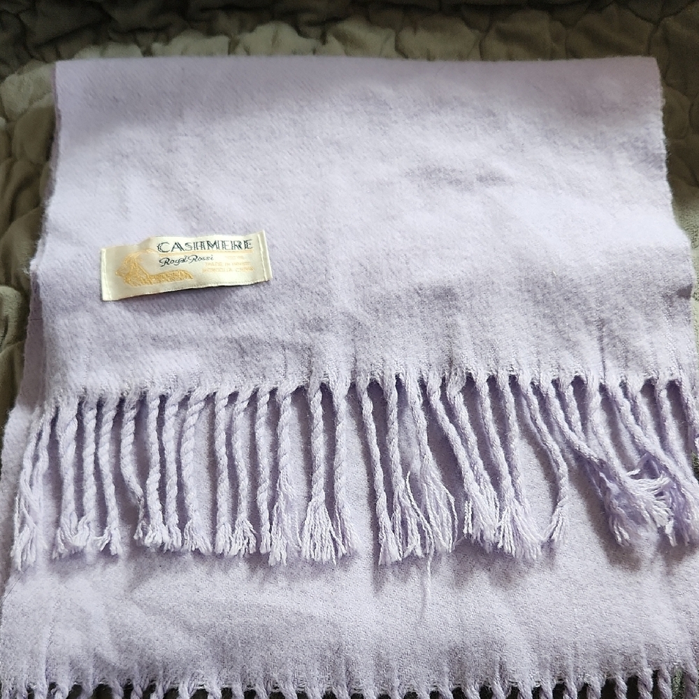 Lavender Cashmere Scarf with Fringe